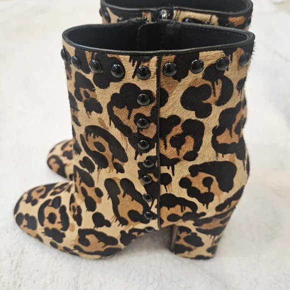 Coach Felicia Leopard Print Calf Hair Wild Beast Bootie Ankle Boots Size 8 B - Picture 4 of 9